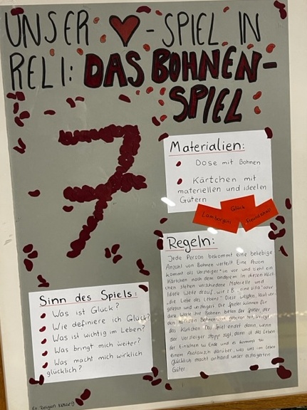 Unser Lieblingsspiel in Reli: Das Bohnenspiel. Ev. Religion Kl. 9. Foto:Hoffmann