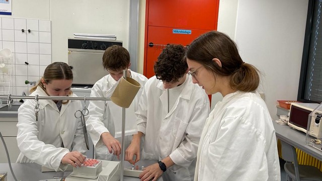 Bei der Vorbereitung des genetischen Fingerabdrucks. Foto: Albgymnasium